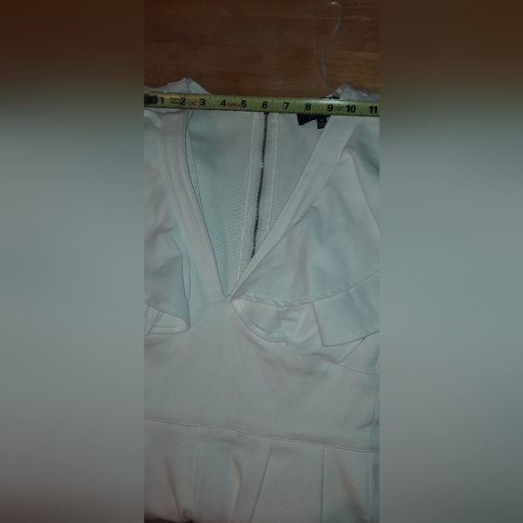 Ruffled V-Neck White Denim Romper - Picture 9 of 14